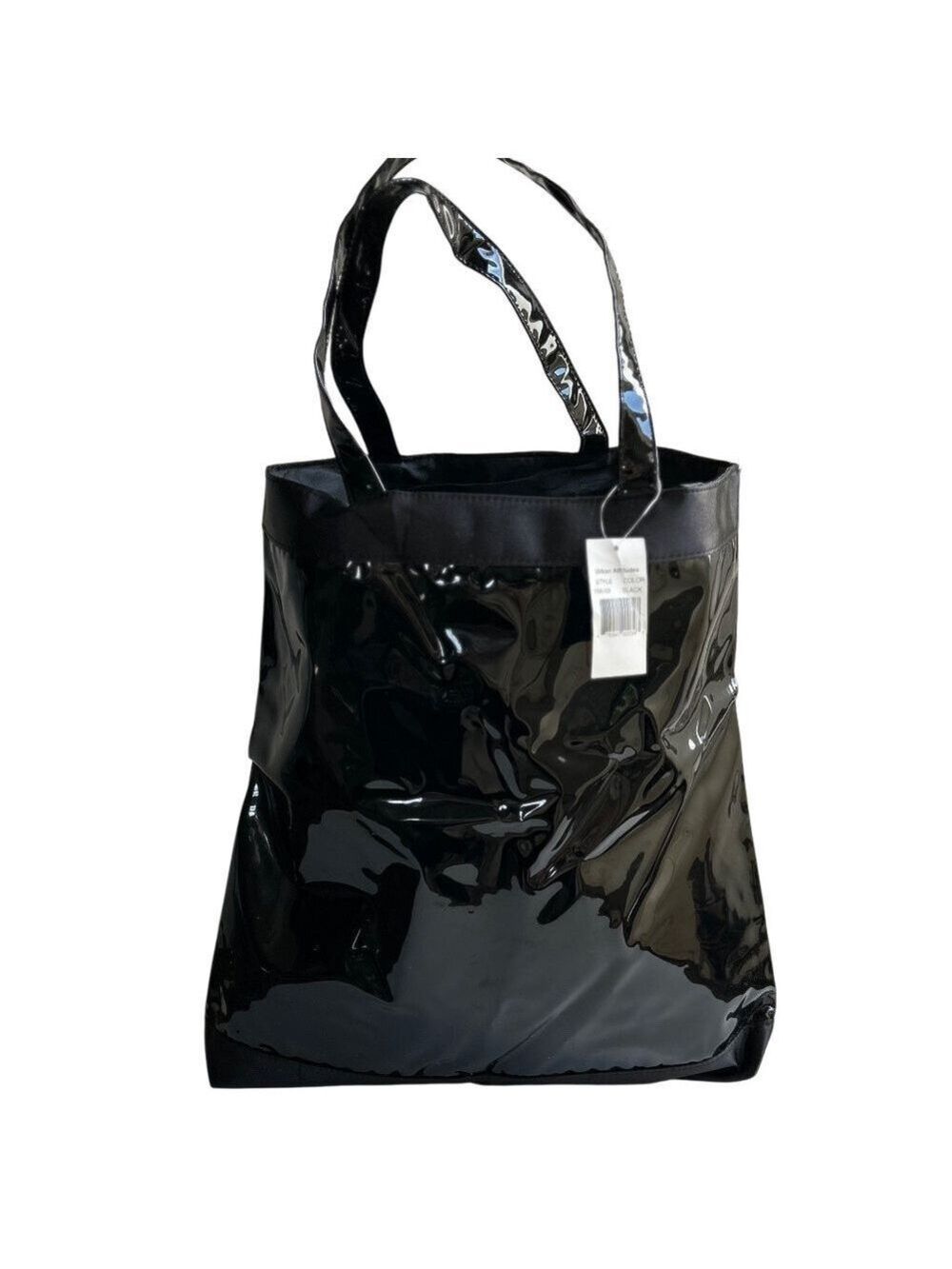 NWT  Urban Attitudes Black Patent Faux Leather & Satin Tote Bag